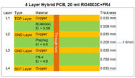 Rogers 20mil RO4003C 및 FR-4에 하이브리드 다중층 고주파 PCB 보드 Bulit